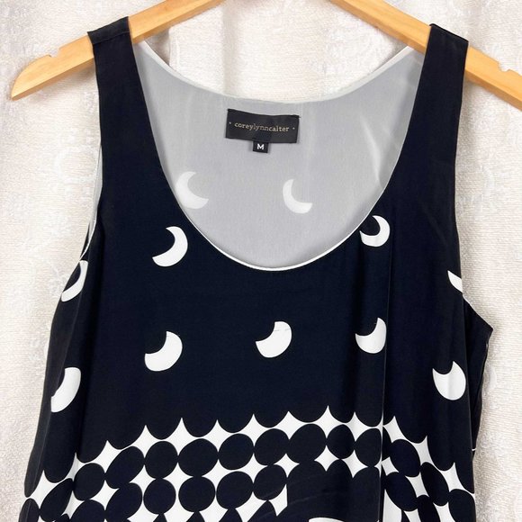 Corey Lynn Calter silk black & white geometric shift dress - Picture 2 of 7